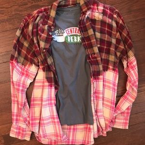 Faded Glory Bleach dipped flannel shirt